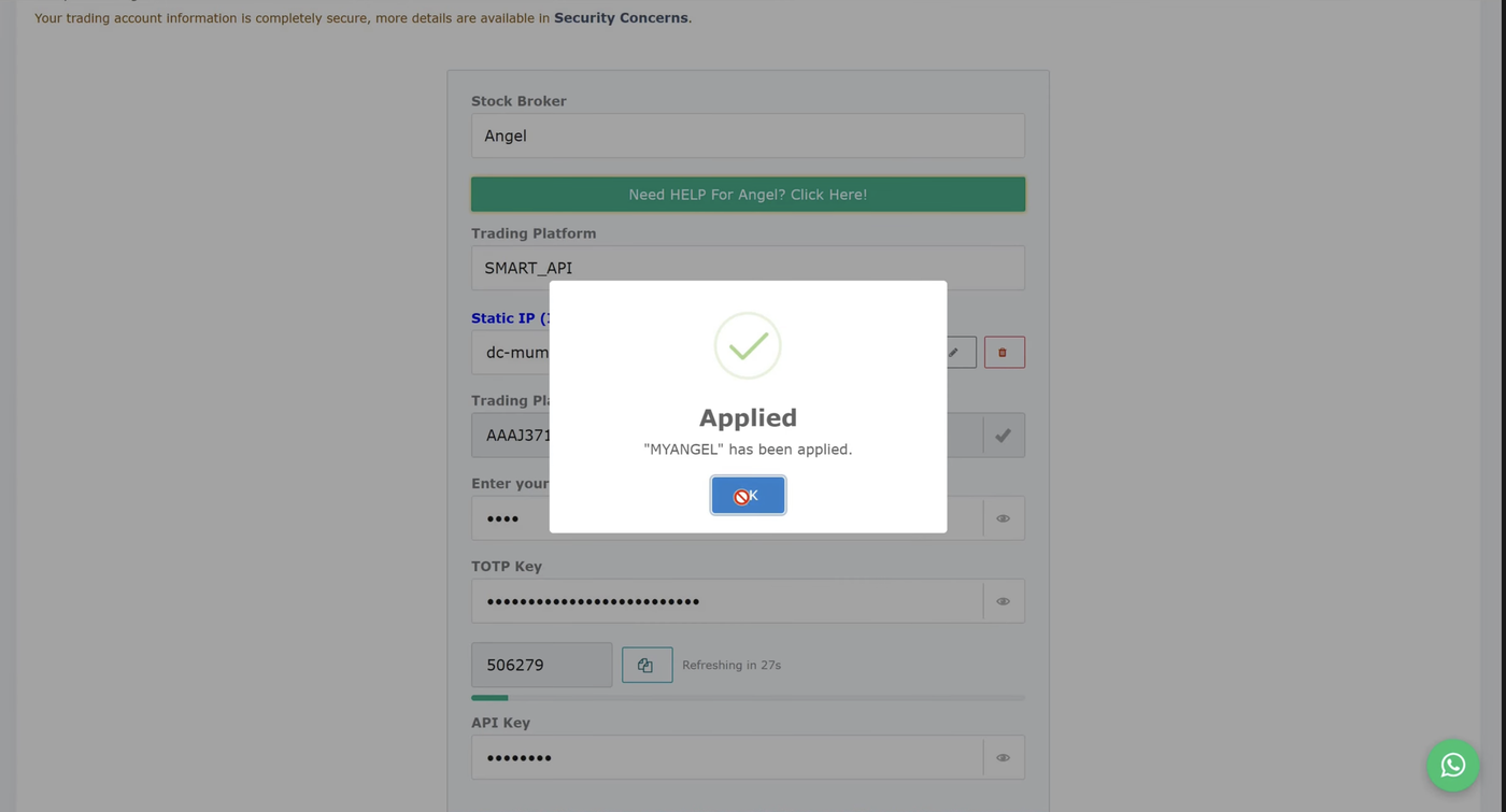 Still need to whitelist this same IP on your broker's own API/developer portal - StocksDeveloper applying it doesn't do that step for you.