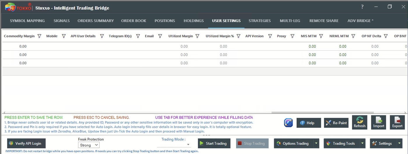 The Proxy column sits toward the right of the grid, after API Version.